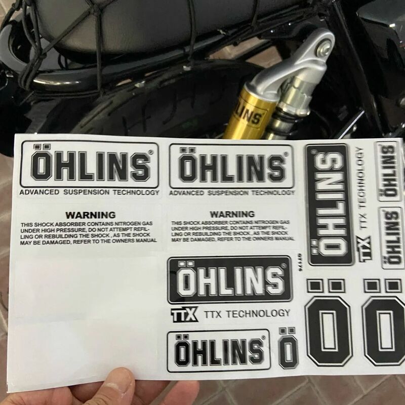 Ohlins Shock Absorber Adesivo para Modificação de Motocicleta, Impermeável, Dourado Fosco, Transparente, Decorativo, Amortecedor, Filme Colorido