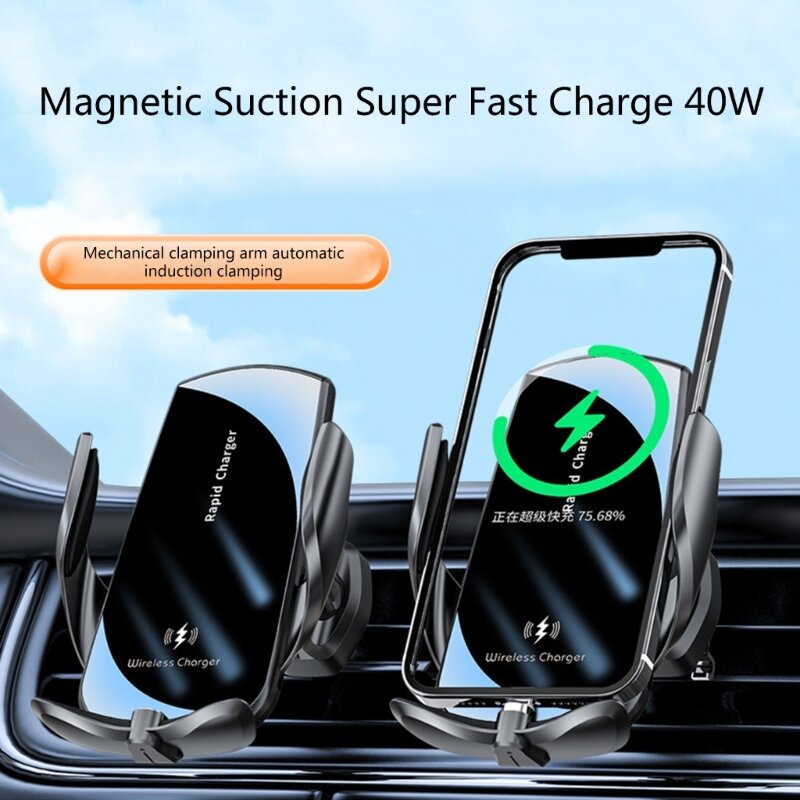Carregador de carro sem fio, 15w/40w carregamento rápido suporte do telefone de montagem do telefone do carregador de carro de aperto automático para celular