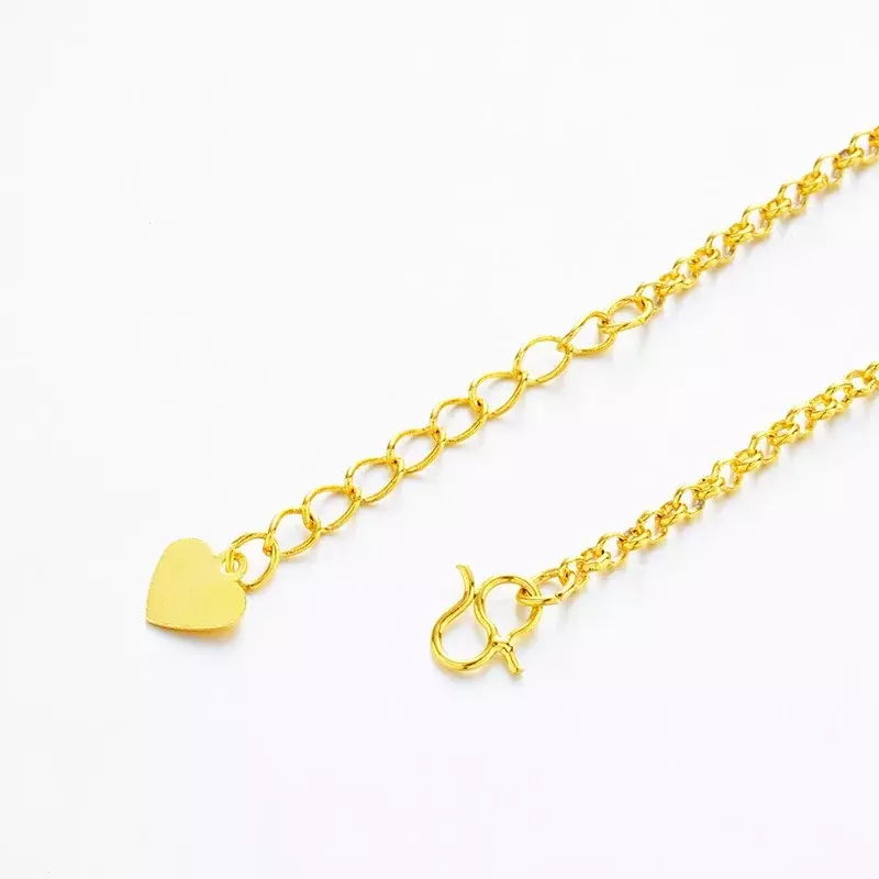 Bracelet de cheville en or véritable 18 carats avec pendentif cœur pour femme et fille, bijoux de style coupe douce, cadeau, 26cm, livraison gratuite, 100%, 999, 216.239.