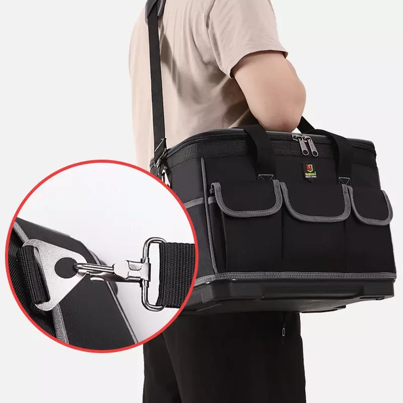 Multifunctional Tool Bag Pull Rod Plastic Bottom Thickened Kit Electrical Bag Woodworking Maintenance Large Tool Bag