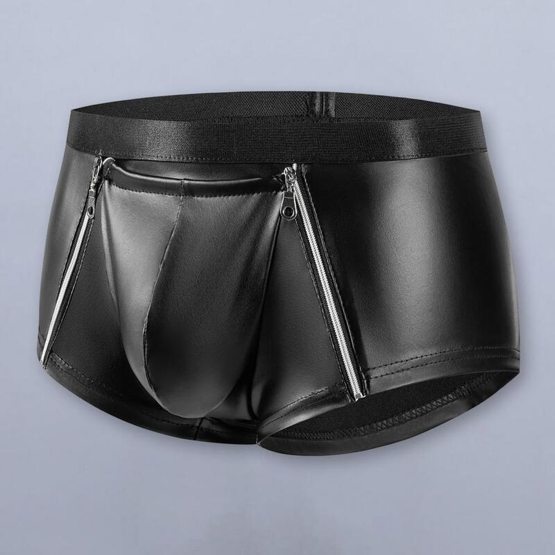Men Shorts Briefs Men's Double Zipper Hot Shorts Sexy Clubwear Underwear with Bulge Pouch Elastic Mid-rise Panties for Slim Fit