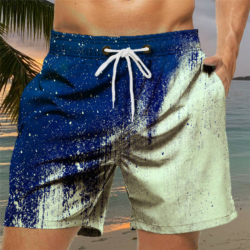 Shorts soltos de cordão masculino, estampado em 3D, shorts esportivos, ao ar livre, fim de semana, calças de rua, 2022
