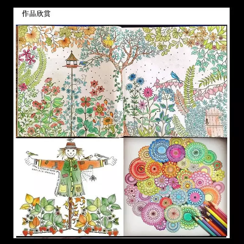 Mandalas Flower Coloring Book para Crianças e Adultos, Alivie Stress, Graffiti Painting, Drawing Art Book, Papelaria Coreana, 120P