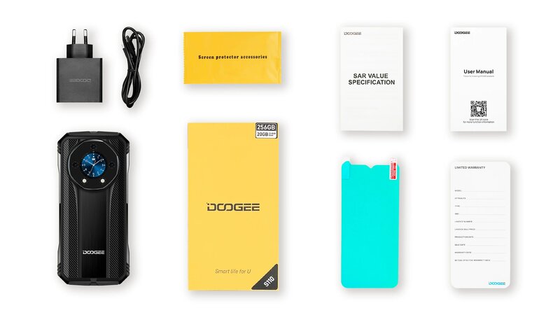 Doogee-S110 Smartphone robusto, 6.58 "FHD Waterdrop Screen, Helio G99 Octa Core, carregamento rápido 66W, bateria 10800mAh