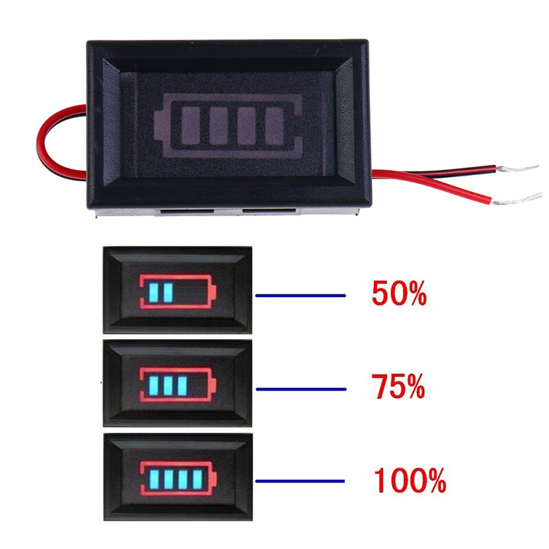 Indicateur de capacité de batterie au lithium, voltmètre, affichage bleu technique, 3S, 12.6V