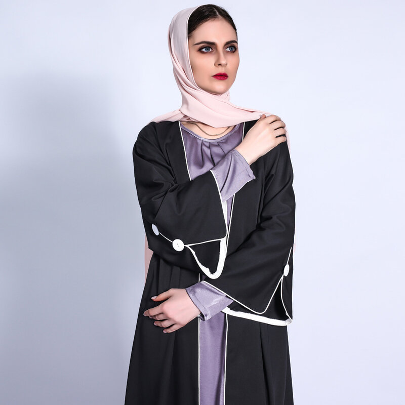 Robe Femme Musulmane นอก Cardigan ชุดสตรีมุสลิมของแข็งสีหลวมเสื้อสเวตเตอร์ถัก Abaya Kimono