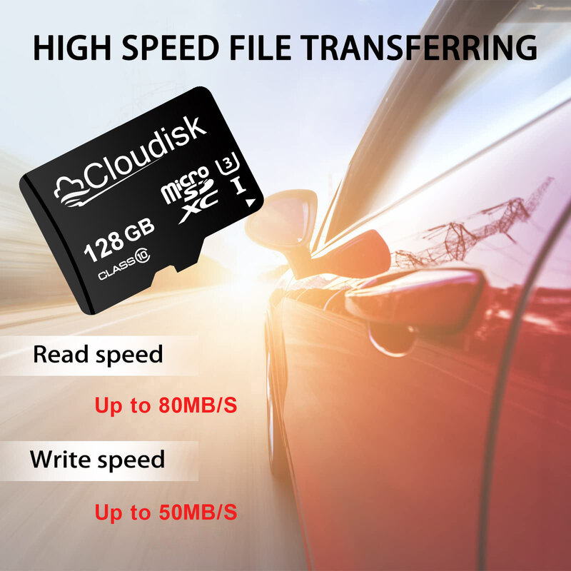 Cloudisk-Cartão de memória Micro SD com adaptador SD de leitura, C10 A1 TF MicroSD, C10, brindes, pacote de 10, 128GB, 64GB, 32GB, 16GB, 8GB