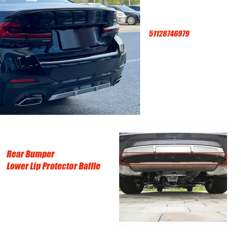 Car Rear Bumper Lower Lip Protector Baffle 51128746979 for BMW 5 Series G38 LCI 525Li 530Li 2020-2024 Bottom Trim Plate