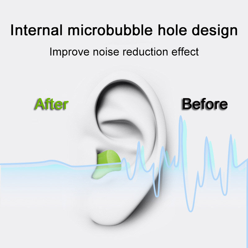 Tapones de silicona para los oídos a prueba de ruido, cómodos para dormir, accesorio de reducción de ruido, 10/24/60 piezas