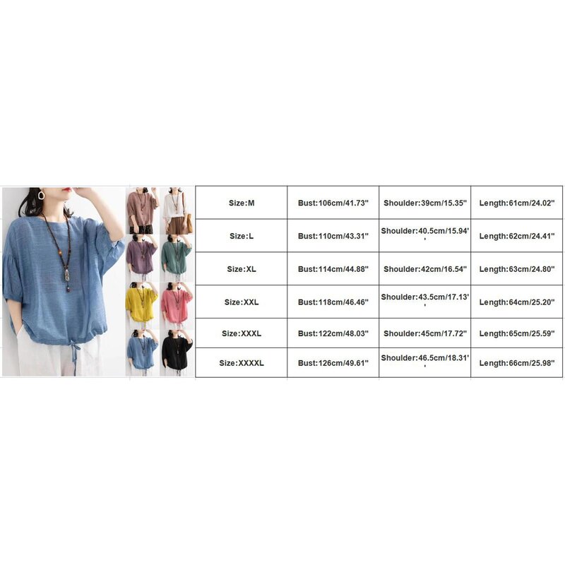Винтажная хлопковая льняная Повседневная рубашка в этническом стиле, лето 2023, Женская свободная модная блузка с круглым вырезом, топы, женская блузка с коротким рукавом