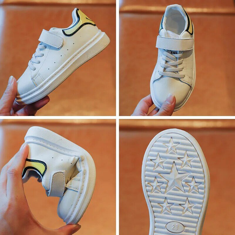 Tênis branco das crianças primavera novos meninos antiderrapante sapatos brancos all-match macio-soled meninas calçados esportivos crianças tênis respirável