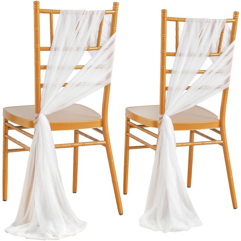 시폰 의자 띠와 같은 웨딩 의자 장식, 결혼식 통로 장식, 파티 연회 이벤트 베이비 샤워, 17x250cm, 12 개