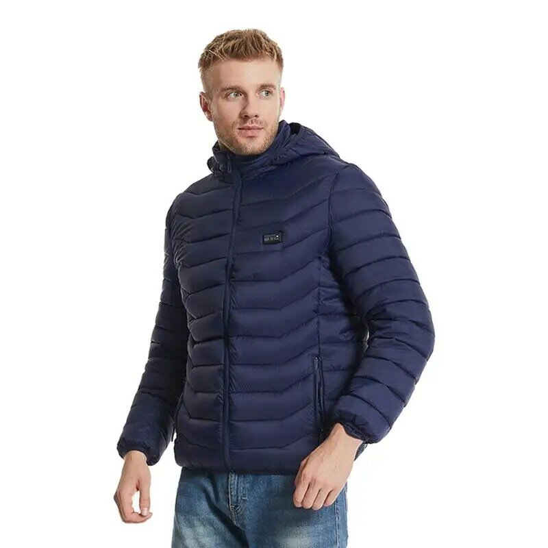 Jaket pemanas untuk pria mantel panas tahan angin jaket hangat bertudung jaket pemanas listrik untuk sehari-hari