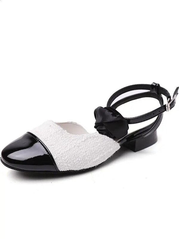 Sandalias bajas de cuero para mujer, zapatos de tacón bajo, color Beige, estilo Retro, a la moda, 2024
