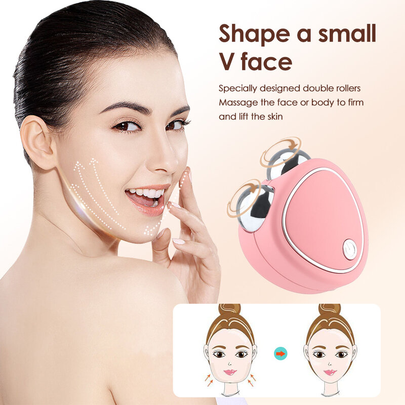 Rodillo masajeador eléctrico portátil para estiramiento Facial, dispositivo de belleza EMS, vibración sónica de microcorriente, estiramiento de la piel
