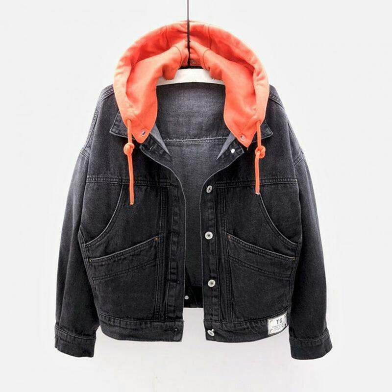 Veste en jean à capuche pour femme, manteau à manches longues, design wstring de proximité, printemps, automne, hiver, 2 pièces