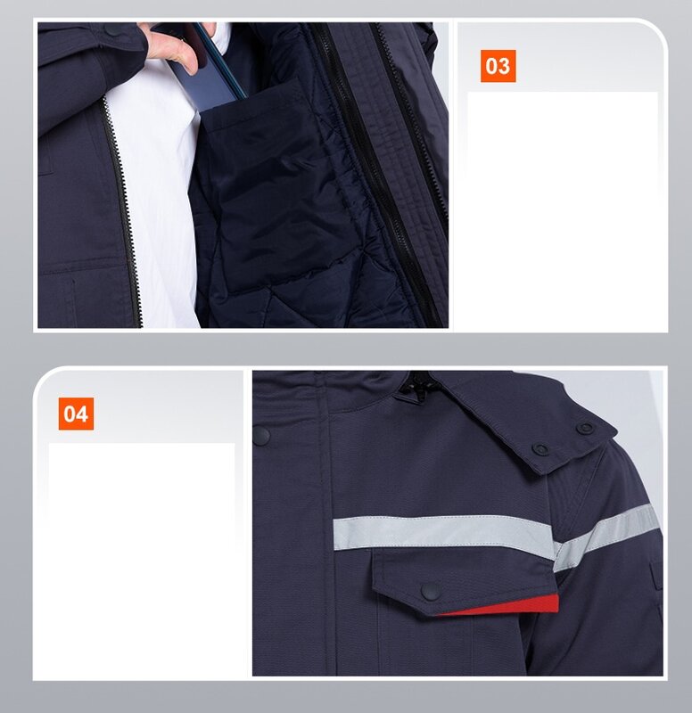 เสื้อแจ็กเก็ตใส่ทำงานผ้าฝ้ายกันไฟฟ้าสถิต, เสื้อแจ็กเก็ตอุ่นป้องกันความร้อน