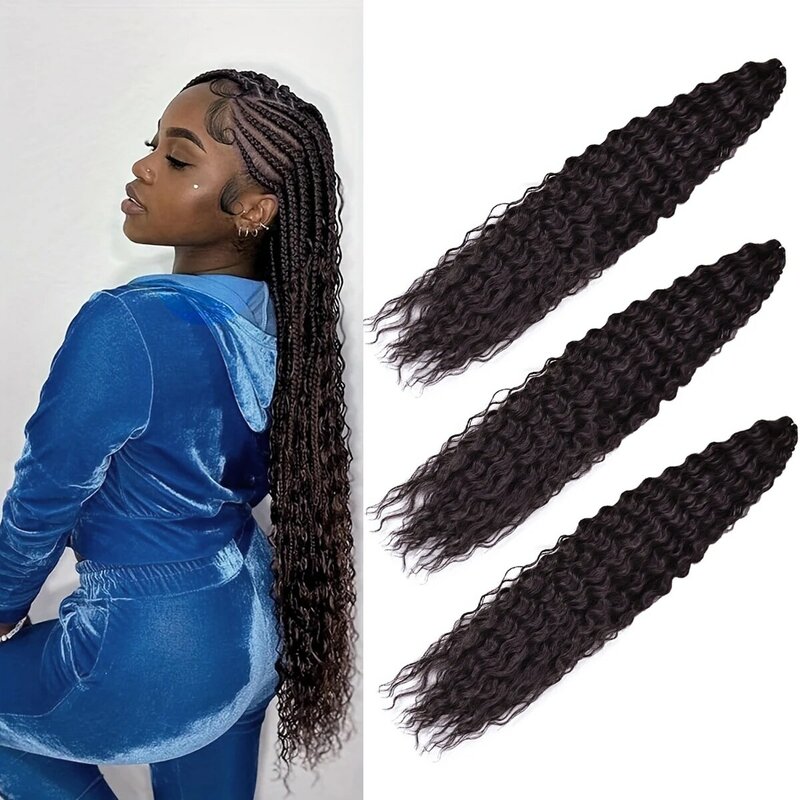 Ocean Wave-Ariel Curl Hair Extensions de cheveux tressés synthétiques pour femmes, Deep Wave, Twist Crochet Hair, Ombre Water Wave, 22 po