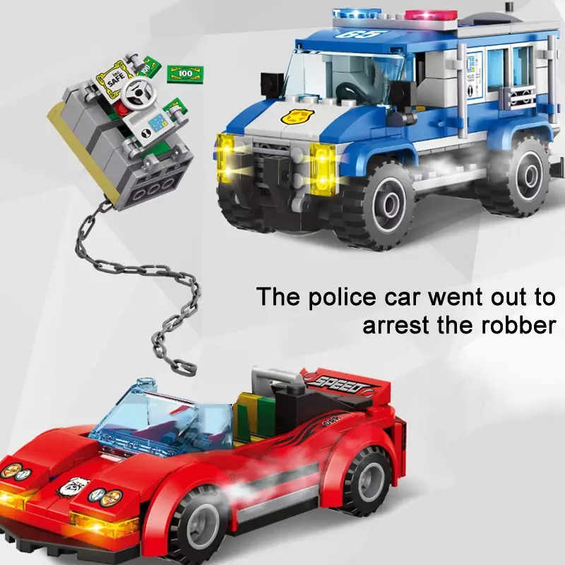 Décennie s de construction pour enfants, jouets en briques, véhicule SWAT, hélicoptère, policier, voleurs, figurines, 655 pièces