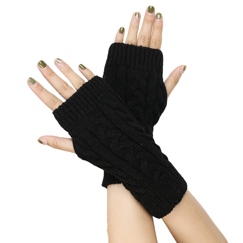 New Women Winter Fingerless Gloves Y2k Warm Soft Wool Knitted Mittens Elegant Wrist Arm Hand Half Finger Elastic Short Gloves