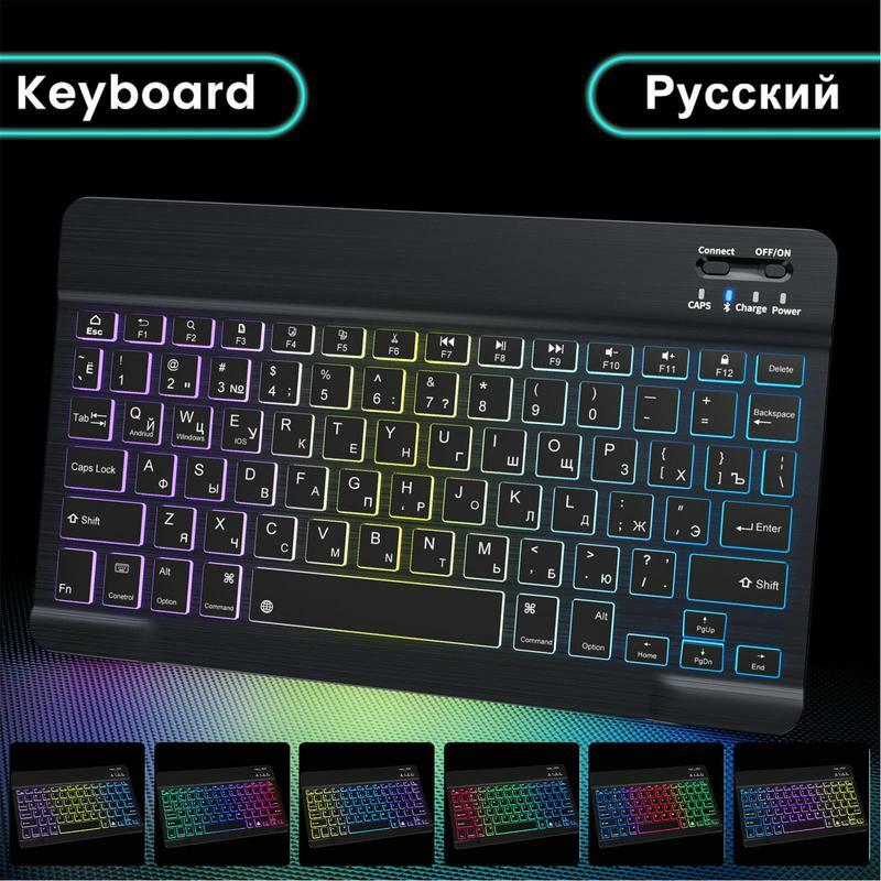Small BT Keyboard 10-inch Portable Illuminated Tablet Keyboard Ultra-Slim Colorful Multi-Device Keyboard For PC Tablet Computer
