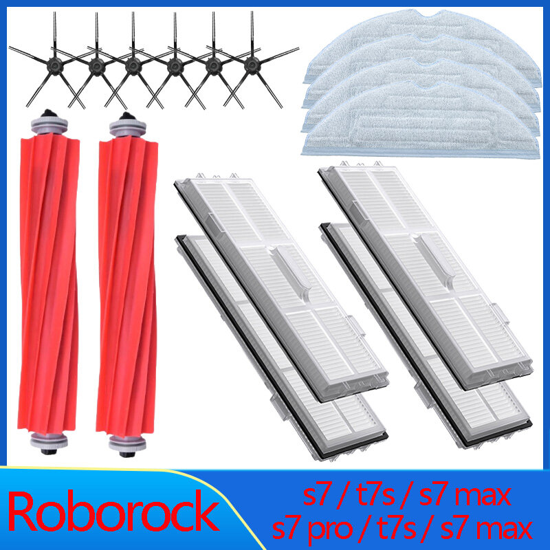 For Roborock S7Max s7MaxV S7 S70 S75 T7S Plus Main Side Brush Mops Cloths HEPA Filter Kit Robotic Vacuum Cleaner Accessories