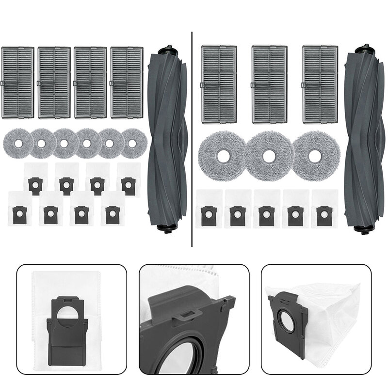 Trapos filtros de cepillo principal, piezas de repuesto de fácil instalación, aspiradora, bolsas de polvo blancas, negras y grises, a estrenar