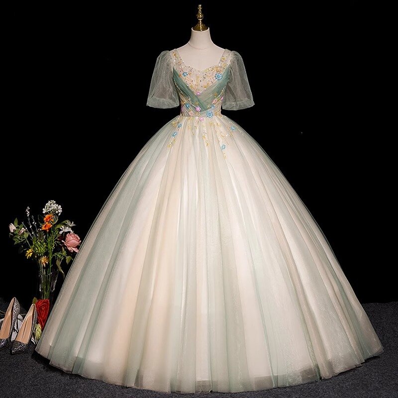 Suknia balowa sukienki na quinceanerę aplikacje tiulowe wieczorowe balowe suknie na przyjęcie urodzinowe formalne Vestido De Anos 15. Sweet 16