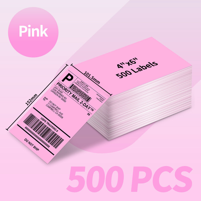 Paquetes de etiquetas de envío de 500 4x6 por ventilador, etiquetas térmicas para impresora Phomemo 241BT D520BT B246D, correo de dirección