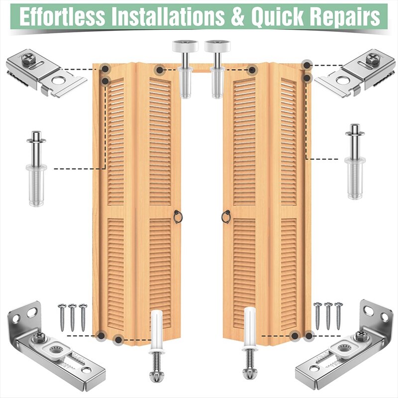 Kit de reparación de Hardware de puerta biplegable, piezas de repuesto de puerta de bolsillo plegable para pista de 2,22 a 2,54 pulgadas