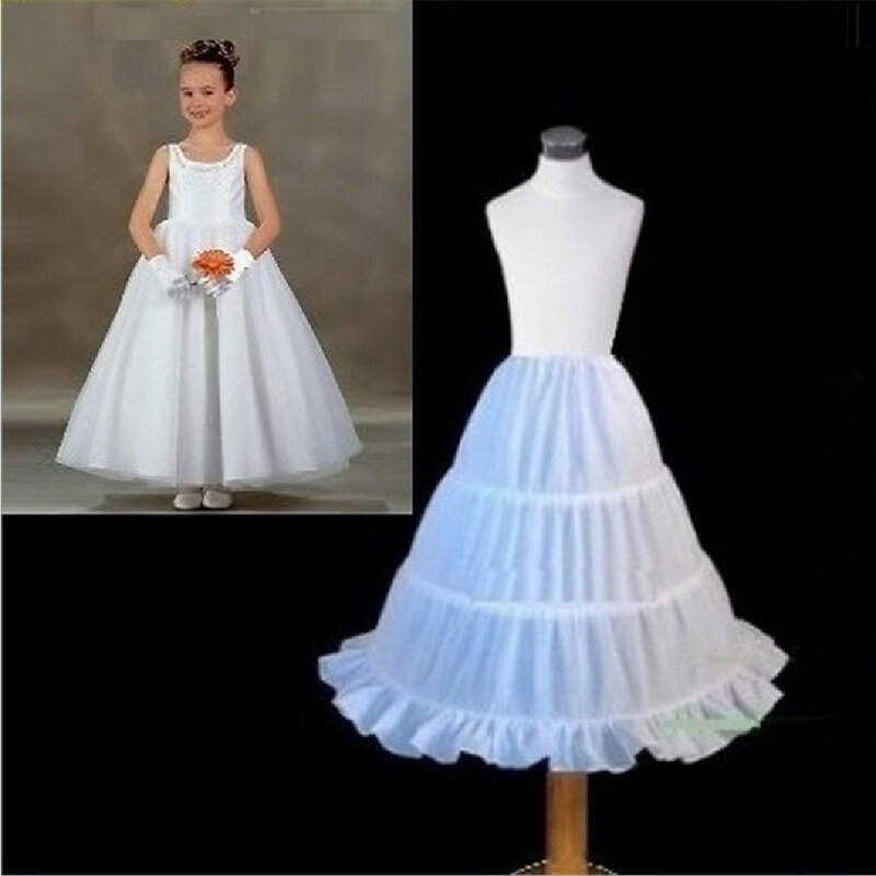 Подъюбник для девочек с 3 кольцами, детская одежда, белая сетчатая Нижняя юбка в стиле "Лолита", Детские Подъюбники для подиума, платья для девочек с цветами