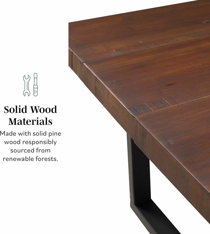 Walker Edison Andre-Table à manger moderne en bois massif, 72 pouces, chêne rustique