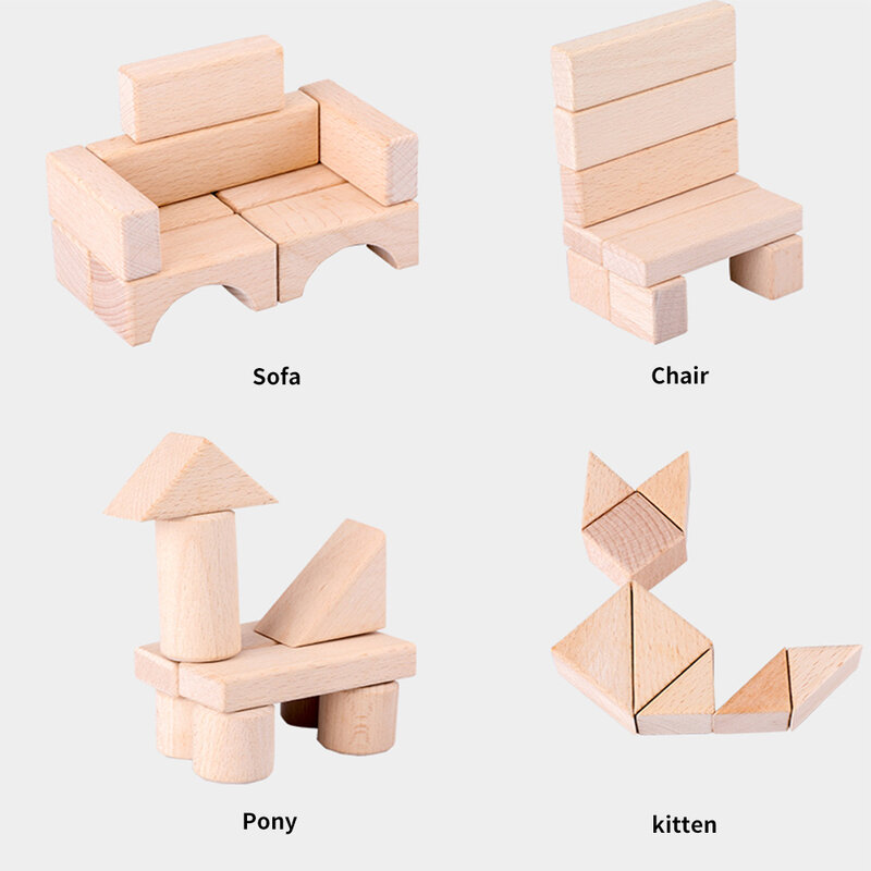 100 blocchi realizzati con barili di tronchi di legno di faggio giocattoli per bambini per la prima educazione per bambini Building Block giocattolo Puzzle per bambini