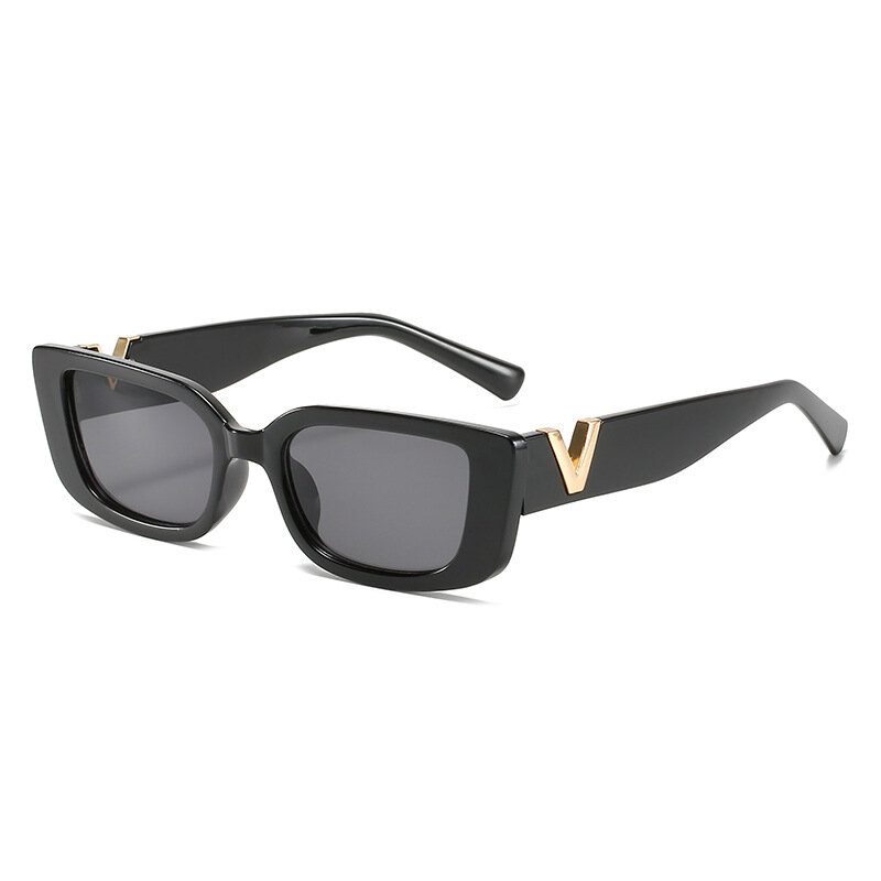 2023 Retro Cat Eye Rahmen Sonnenbrille Frauen Luxus V Sonnenbrille Männer Mode Rechteck Gelee Gläser mit Metall Scharniere UV400