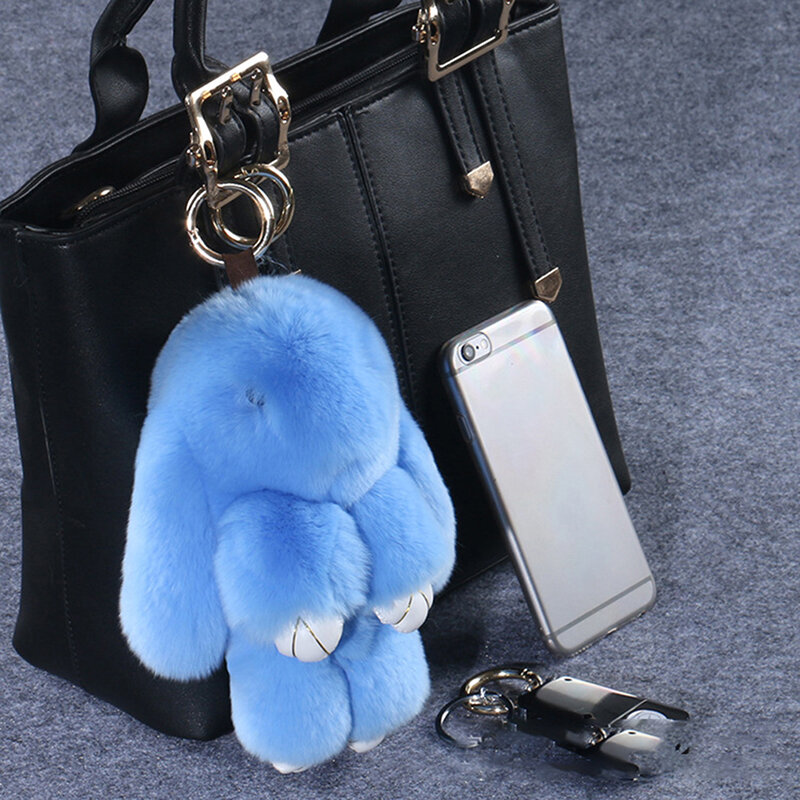 15cm Rabbit Fur Keychain Women Bag Car Key chain Pendant Decoration Jewelry Bags Hangings Accessories Gifts