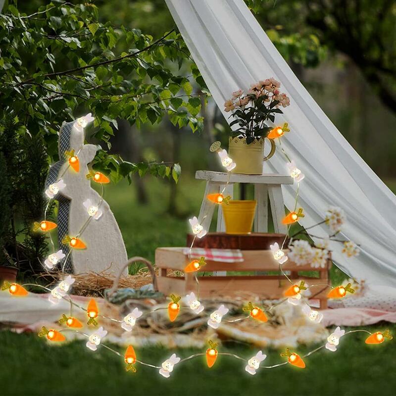 2M Led Wortel Konijn String Lights Fairy Light Decoratieve Lamp Gelukkig Pasen Geschenken Voor Pasen Decoratie