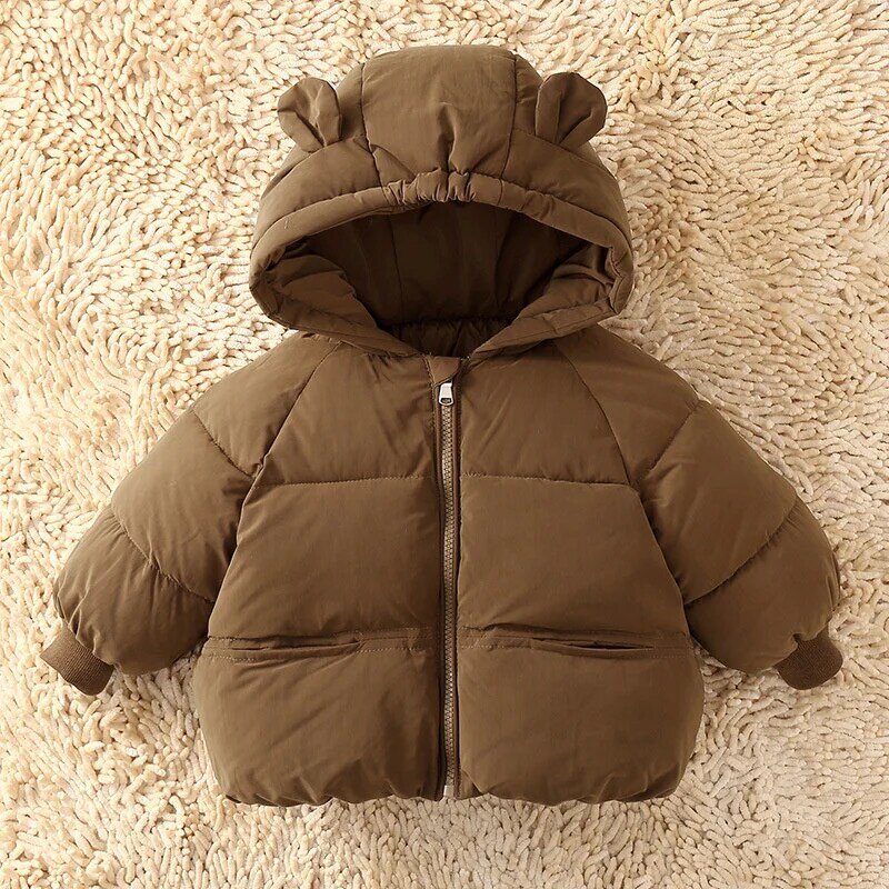 2023 nuovo cappotto per bambini piumini addensati invernali ragazze ragazzi peluche capispalla caldi parka in cotone con cappuccio solido per bambini