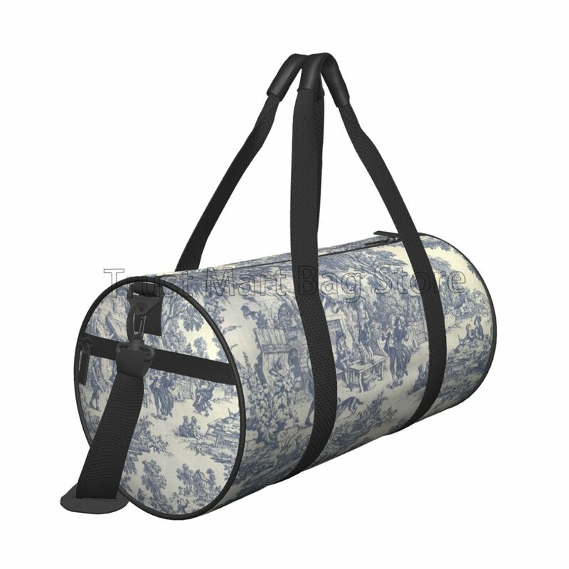 Francuski Toile De Jouy podróżny worek marynarski torba Crossbody o dużej pojemności torba weekendowa wygodny bagaż Unisex torby płócienne