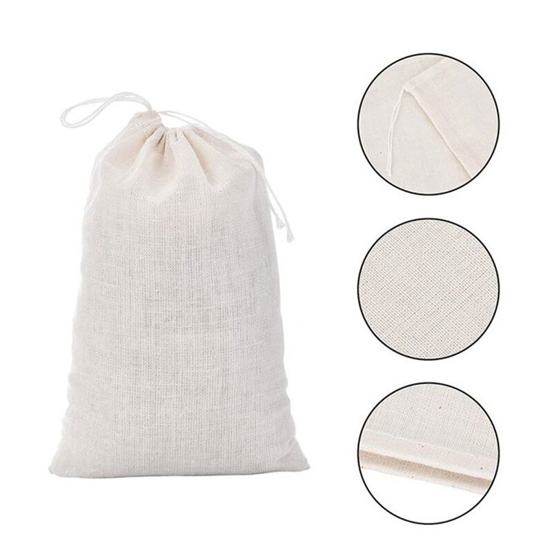 50 Pack Cotton Muslin Bags Multipurpose Drawstring Bags for Tea Jewelry Wedding Party Favors Storage (4 x 6 Inches)