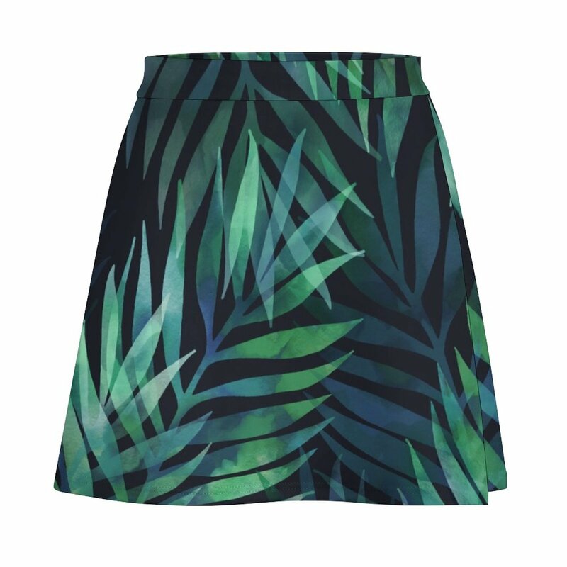 Folhas de palmeira verde escuro feminino padrão mini saia, roupas femininas de verão, novidades vestidos, roupas para mulheres, 2023