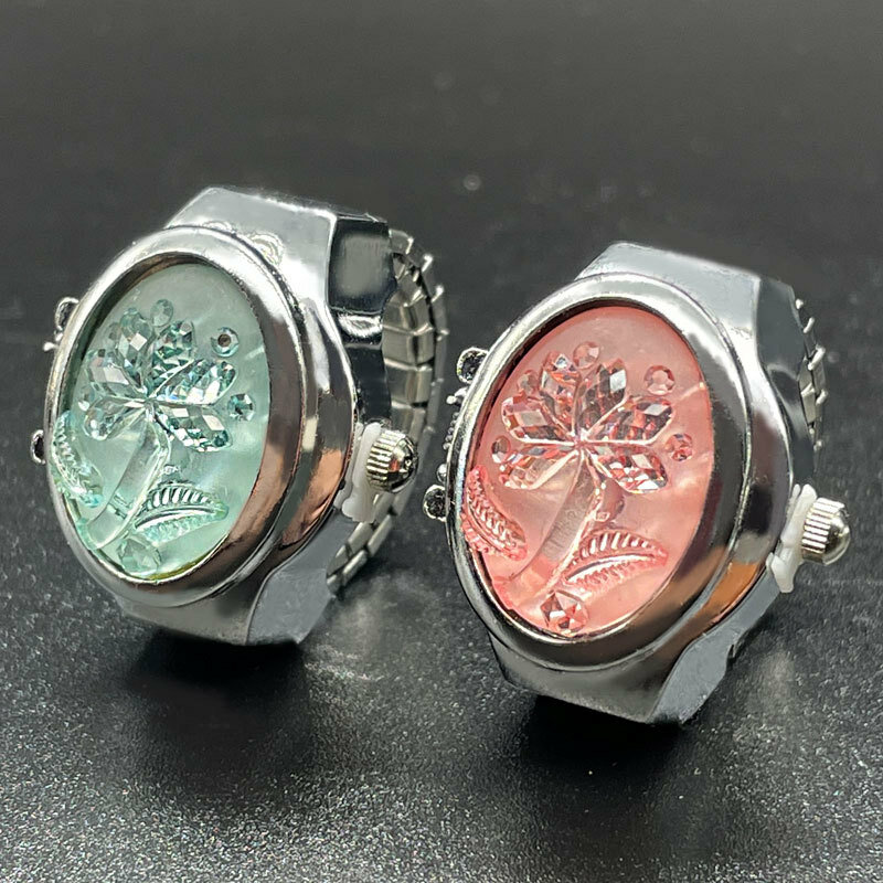 Luxus Finger Quarzuhr Mini kleine Gummiband Uhren weibliche Ringe Schmuck Edelstein Uhr Frauen Quarzuhr Damen Ring