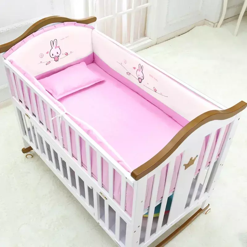 Crib Solid Wood European Baby Rocker with Roller Multi-functional Pine Plus Game Bb White Bed Wholesale