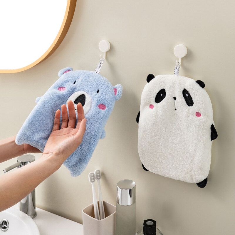 Cartoon Animal Hanging Hand Towel Super Absorbent Anti Skid Kitchen Towel for Sensitive Skin Baby Care