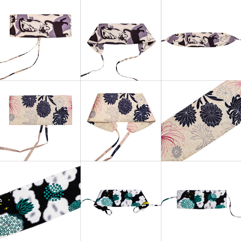 Sabuk jubah Kimono cetak bunga warna-warni korset sabuk gelang antik dapat disesuaikan Harness lebar tradisional dengan tali tipis