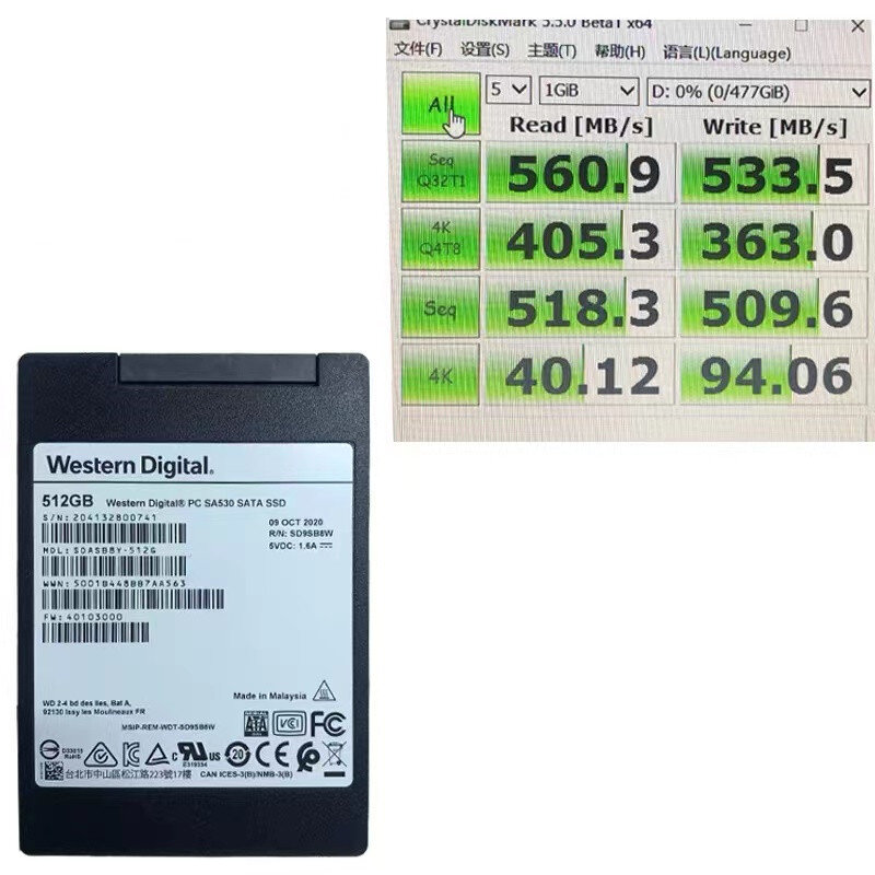 Оригинал для WD West Digital SA530 512G 2,5 SATA3 ноутбук SSD Рабочий стол