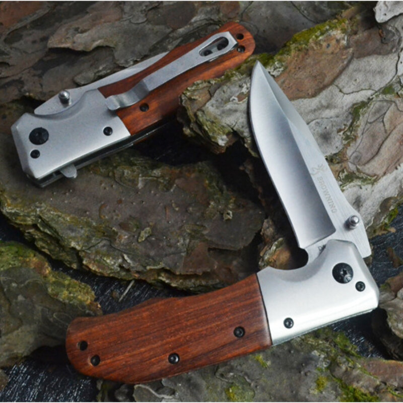 Cuchillo plegable portátil para exteriores para hombres, cuchillos de bolsillo tácticos militares de supervivencia de alta dureza para acampar y pescar