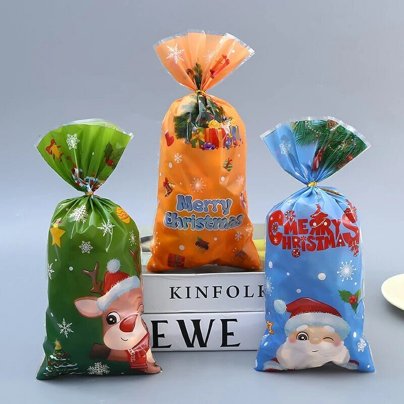 حلوى بلاستيكية مختلطة لديكور المنزل ، أكياس هدايا ، سانتا كلوز ، رجل الثلج ، عيد ميلاد سعيد ، حفلة العام الجديد ، 50