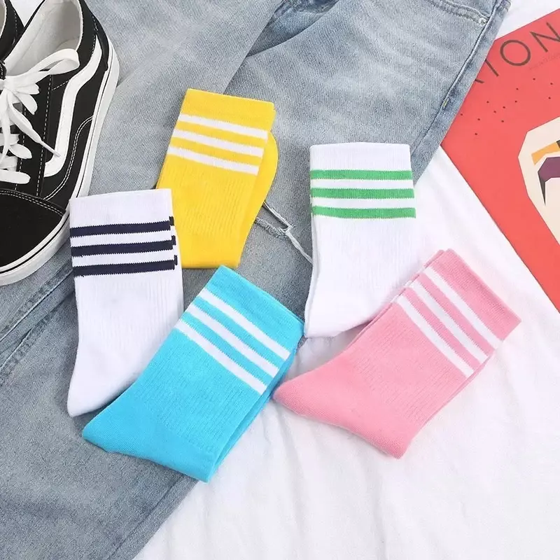 Men's And Women's Korean Version Cotton Stockings, Solid Color High Tube Sports Socks, Trendy Socks