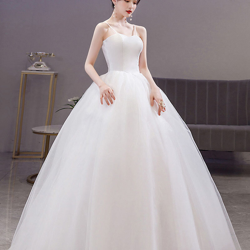 Gisile-sling lightウェディングドレス、花嫁のためのシンプルなフランスのプリンセスドレス、エレガントな白いイブニングドレス、夢