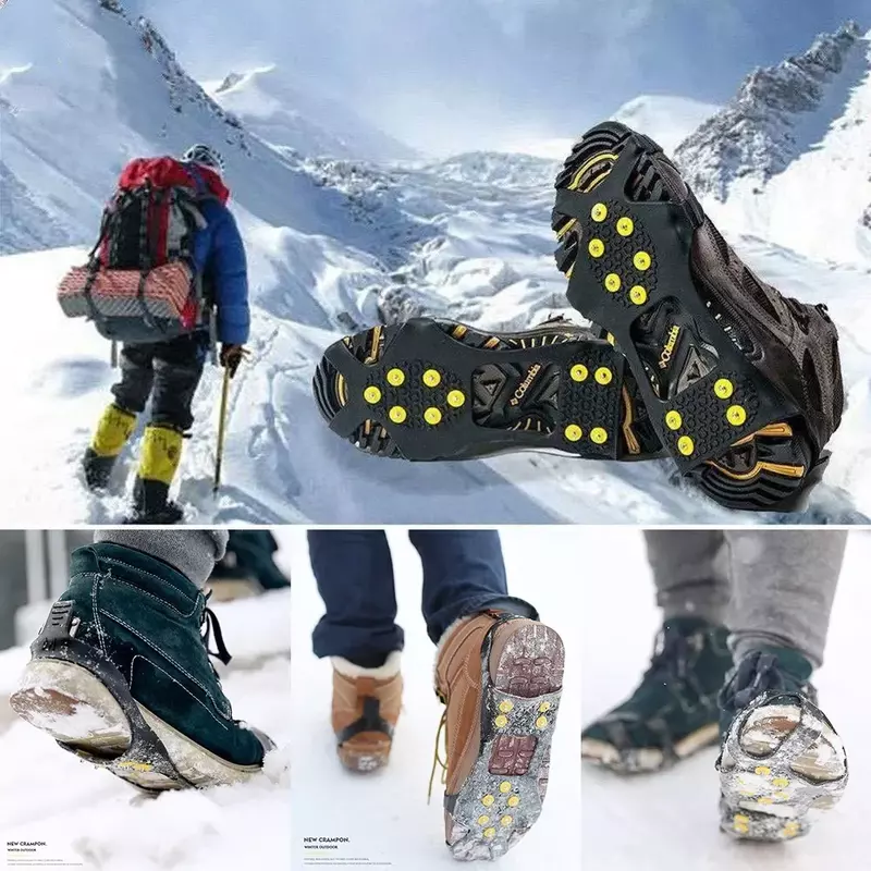 10 шипов, снег, лед, когти, противоскользящие, снег, лед, термо-пластик, эластомер, обувь для скалолазания, шипы для детской обуви, покрывает скобы
